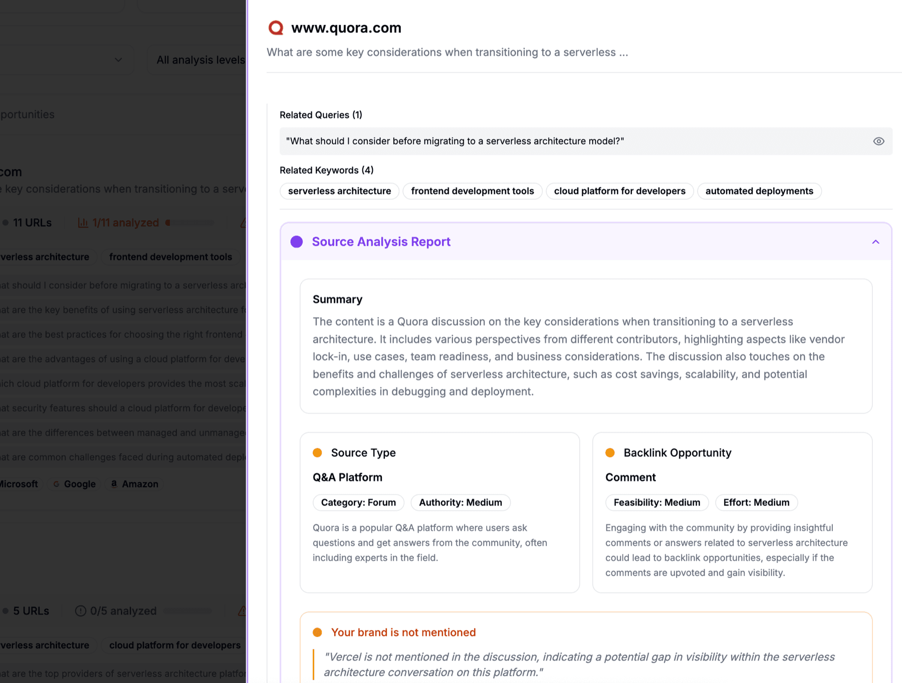 Backlink Opportunities interface