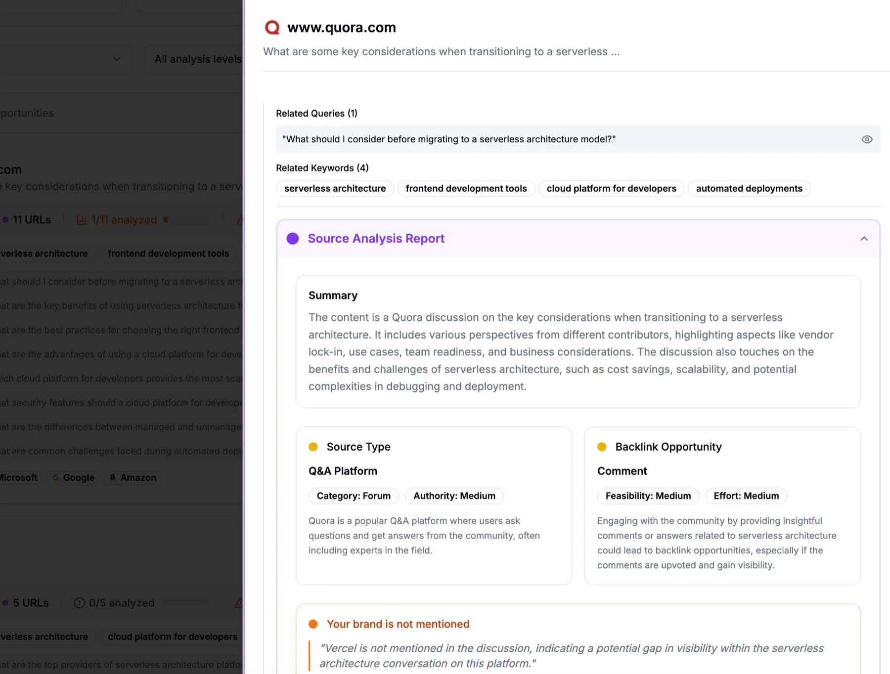 Backlink Opportunities interface