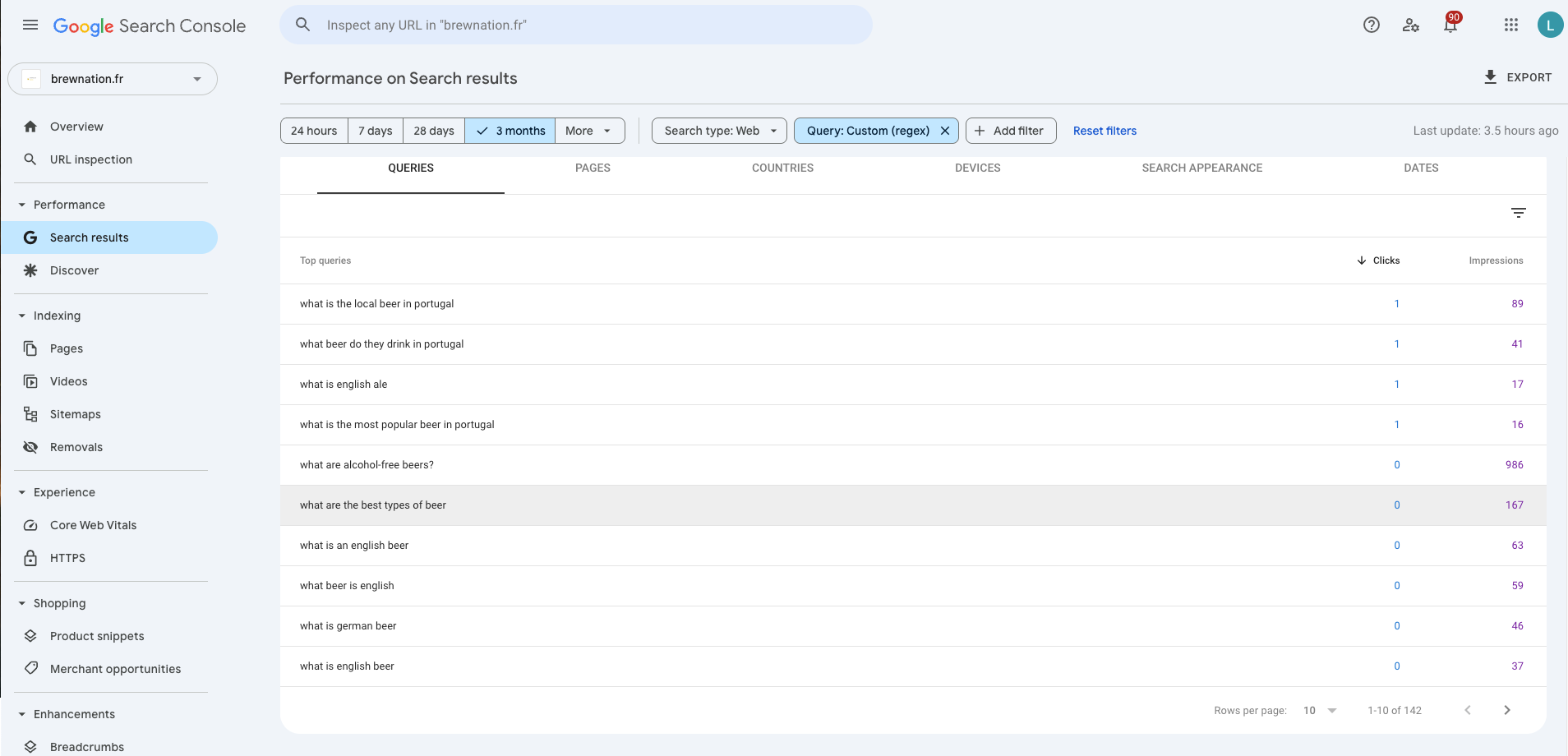 Add regex on Google Search Console step 2