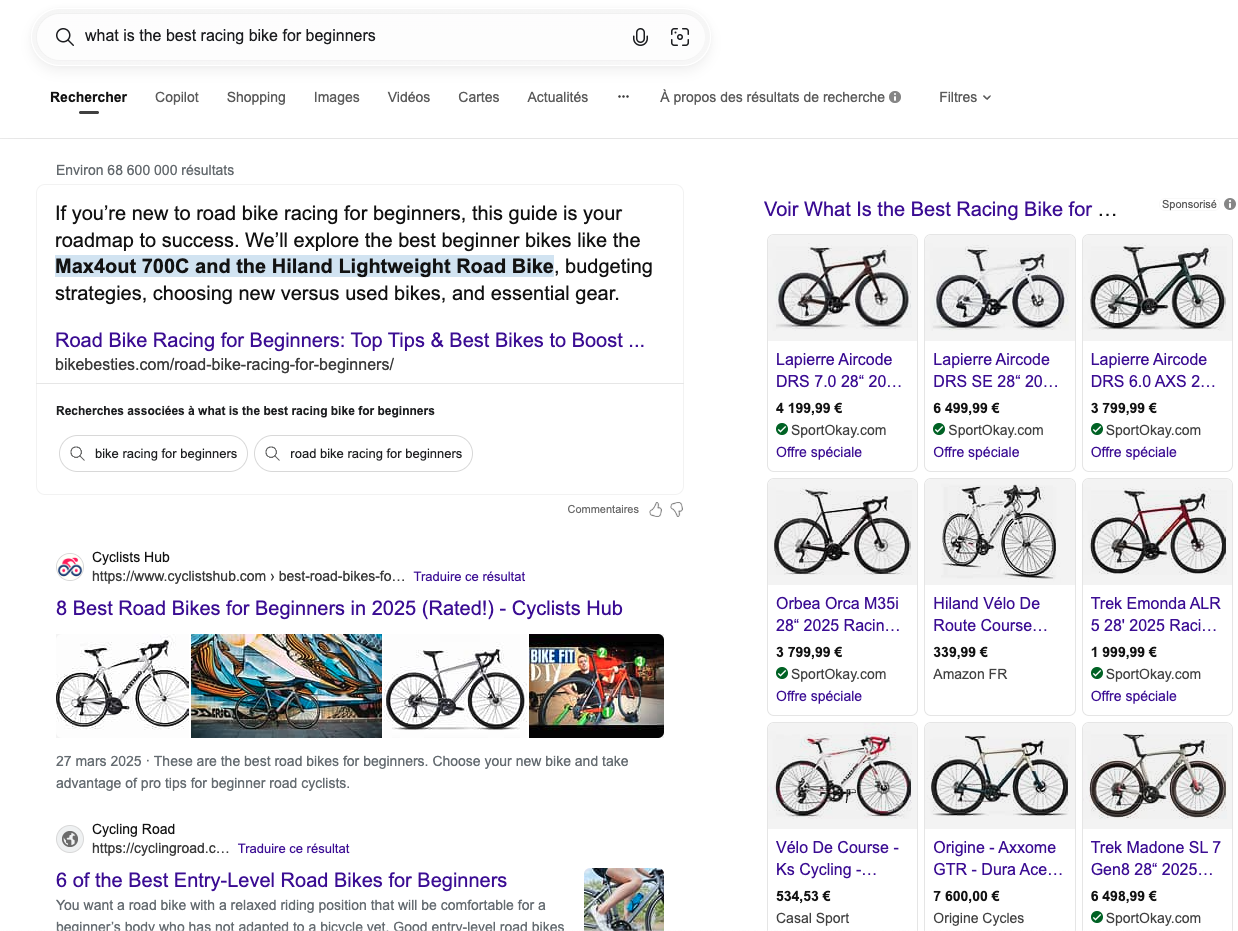 What is the best racing bike for beginners search on bing?