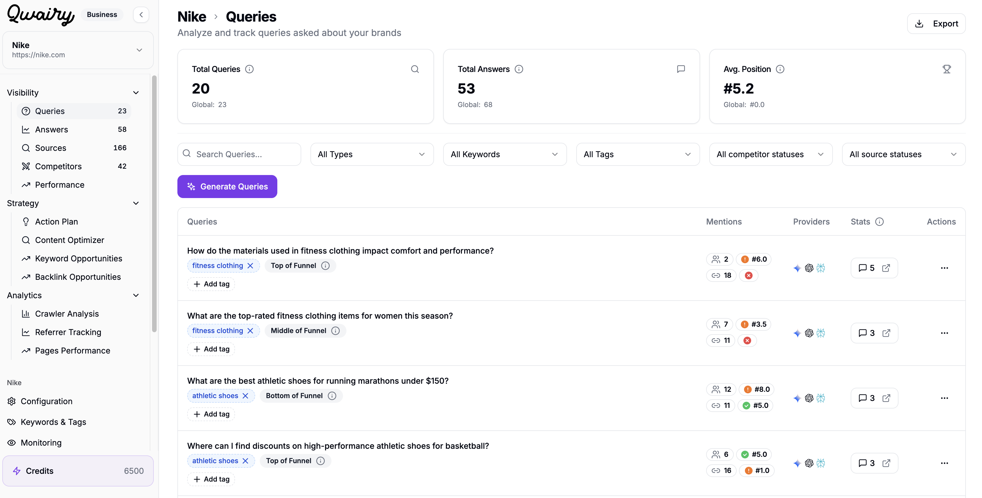 AI Search Analytics Dashboard