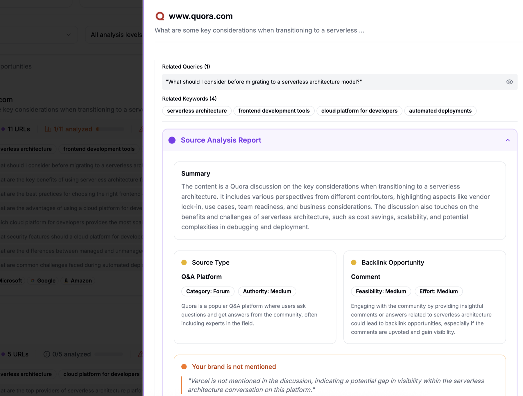 Backlink Opportunities interface